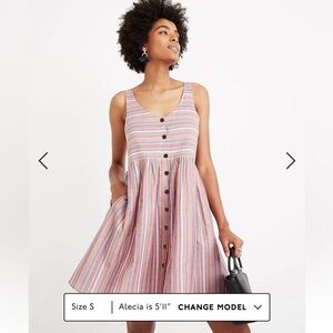 Madewell Scoopneck Tank Dress in Rainbow Stripe size M